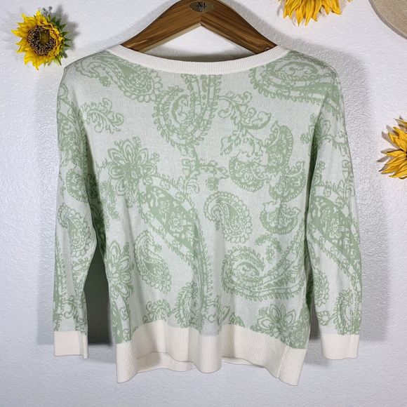 LOFT Paisley 3/4 Sleeved Knit Sweater Size Small Womens - Picture 7 of 9